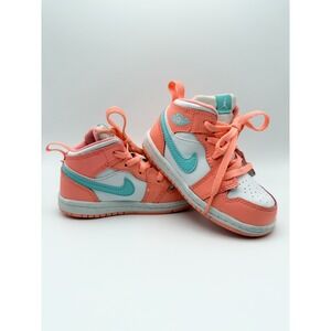 Toddler's Air Jordan 1 Mid Crimson Pulse Light‎ Aqua Size 7C